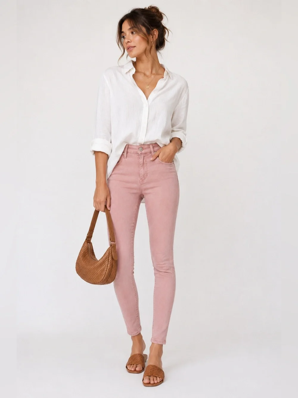 AG Adriano Goldschmied Farrah Ankle Seamless Pink Skinny Jeans NWT 27 - Picture 1 of 6